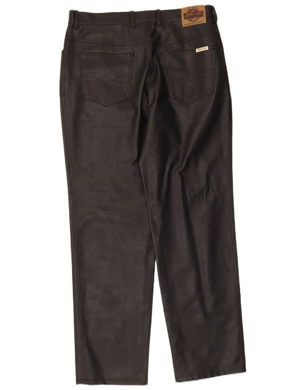 Pantaloni dritti da uomo in ecopelle John F Gee EU 50 Large W34 L31 neri
