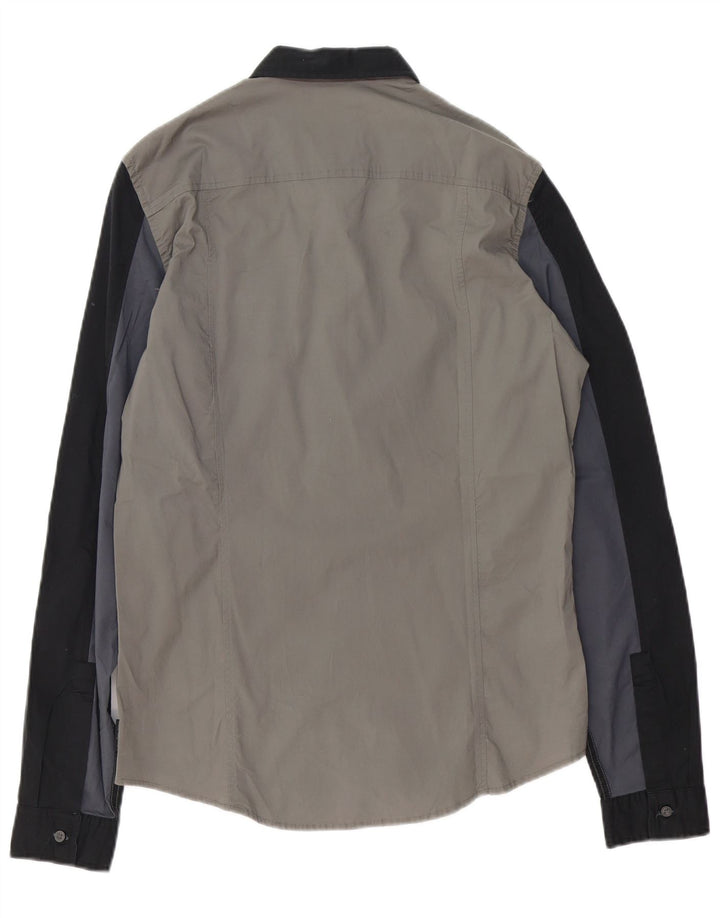 CALVIN KLEIN JEANS Camicia slim fit da uomo Large in cotone color block grigio