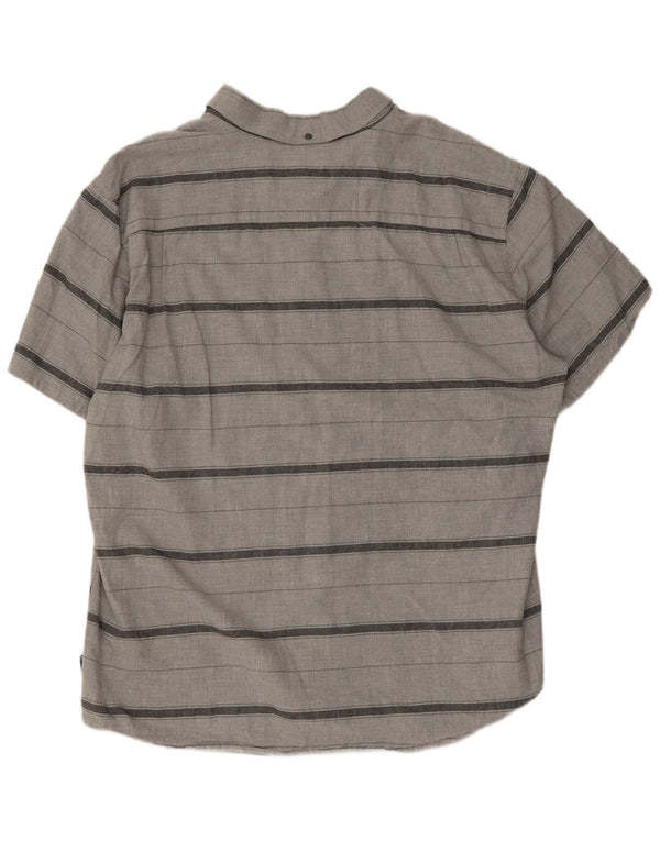 Hurley Mens Short Sleeve Classic Fit Shirt 2XL Grey Striped Cotton