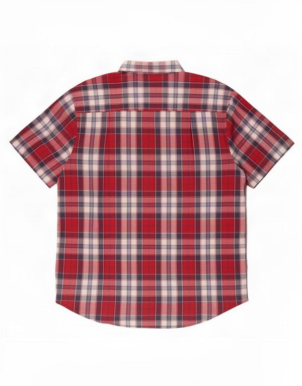 Camicia a maniche corte vestibilità casual da uomo Wrangler 2XL cotone a quadri rosso