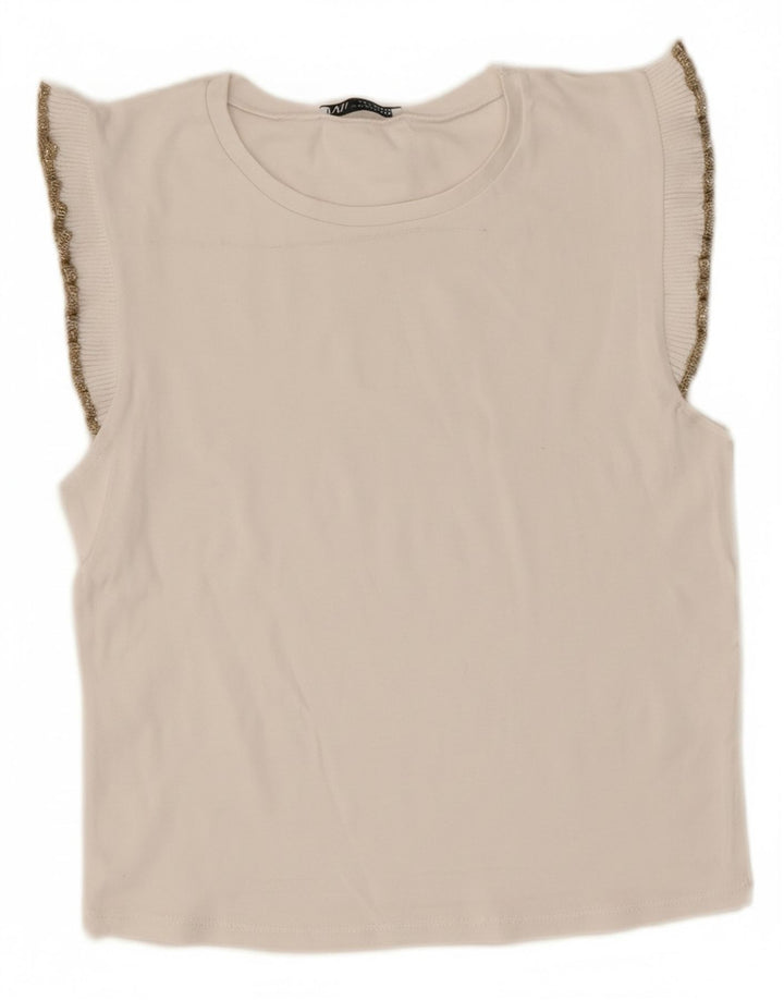 Top senza maniche in camicetta da donna Zara UK 12 bianco medio