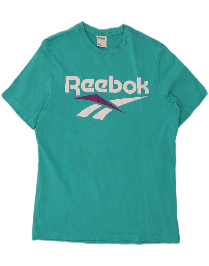 REEBOK T-shirt grafica classica da uomo Top in cotone turchese medio