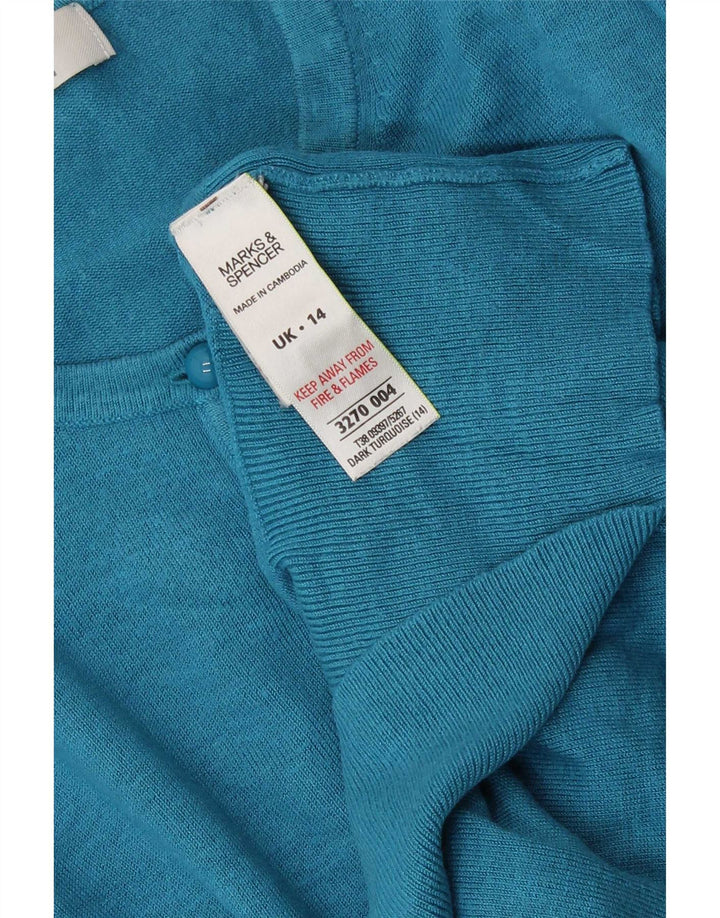 Maglione cardigan da donna Marks & Spencer UK 14 Viscosa turchese medio
