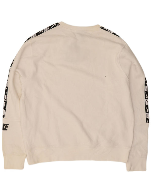 Felpa grafica Nike da uomo, maglione grande, cotone bianco
