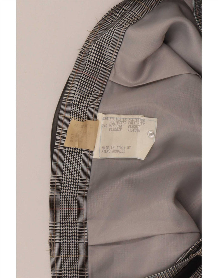Gonna a portafoglio da donna vintage UK 10 piccola W27 poliestere pied de poule grigio