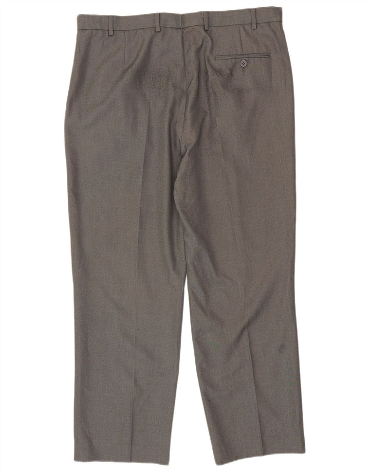 Pantaloni da abito dritti da uomo Marks & Spencer W38 L29 poliestere grigio