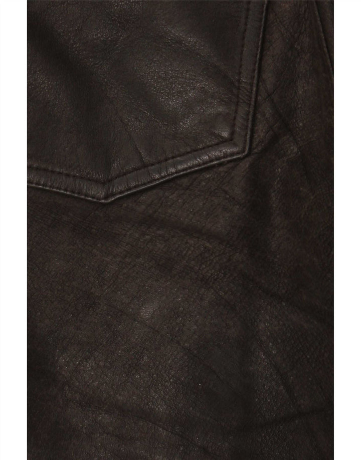 Pantaloni dritti in pelle vintage da uomo W34 L32 Marrone