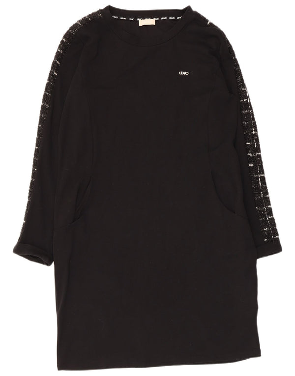 Abito t-shirt a maniche lunghe da donna Liu Jo UK 16 grande cotone nero