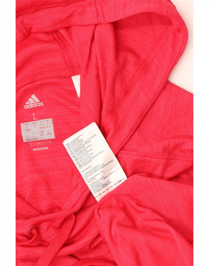 Top ADIDAS da donna Climalite con cappuccio a maniche lunghe UK 16/18 Large Rosso screziato