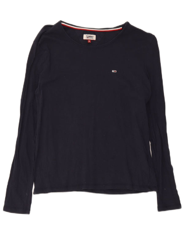 Tommy Hilfiger Donna Top Manica Lunga UK 14 Medio Blu Navy Cotone