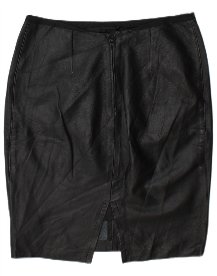 Gonna in pelle vintage da donna W30 media nera