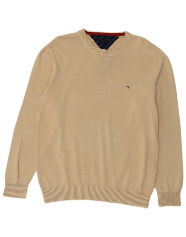 Maglione maglione girocollo da uomo Tommy Hilfiger grande cotone beige
