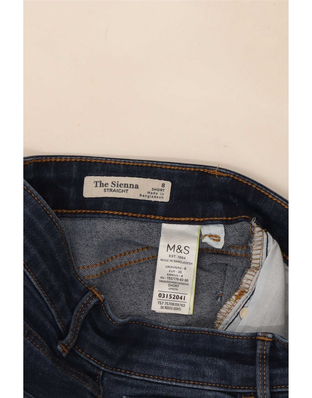 Jeans dritti da donna Marks & Spencer UK 8 piccoli W36 L28 blu navy