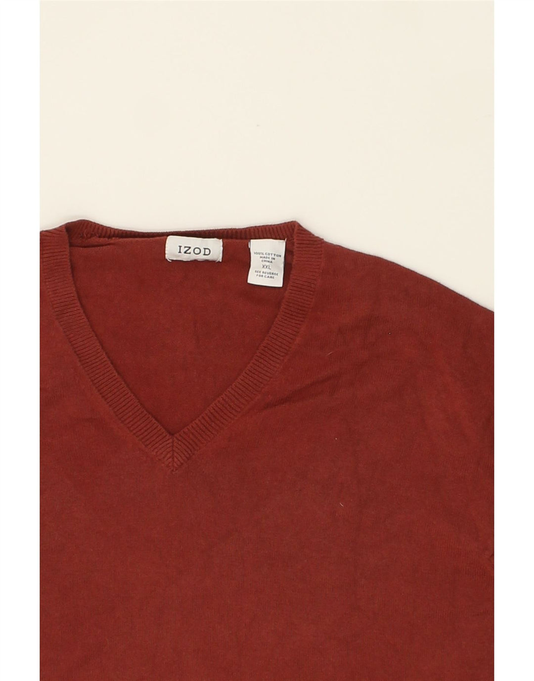 IZOD Mens V-Neck Jumper Sweater 2XL Maroon Cotton Vintage Izod and Second-Hand Izod from Messina Hembry 