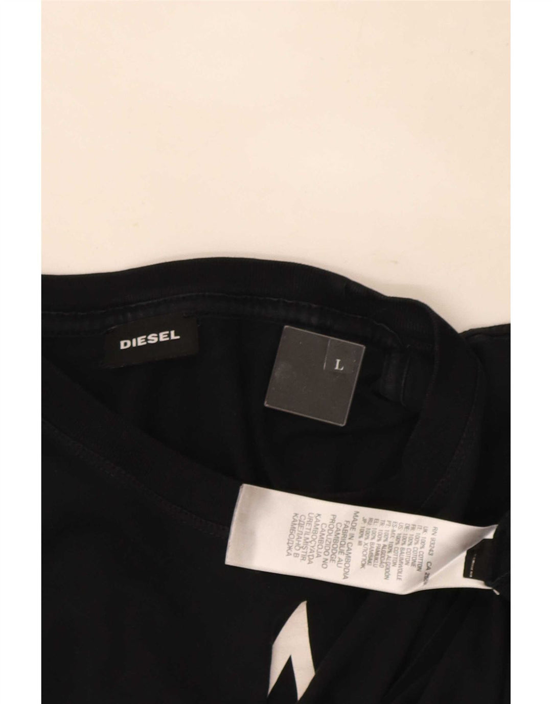 T-shirt grafica da uomo Diesel Top grande in cotone nero