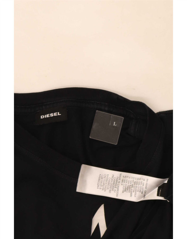 T-shirt grafica da uomo Diesel Top grande in cotone nero