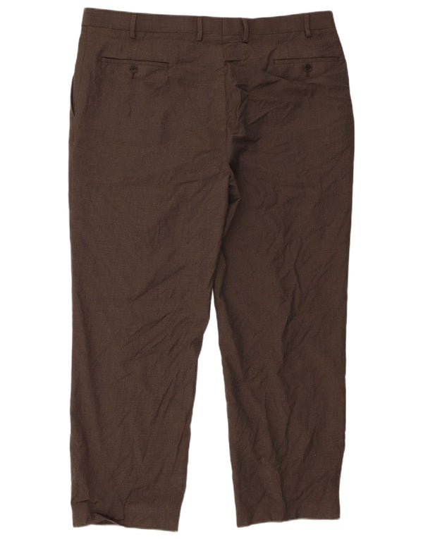 Pantaloni da abito con pegging da uomo Marks & Spencer W40 L31 Lana nuova marrone
