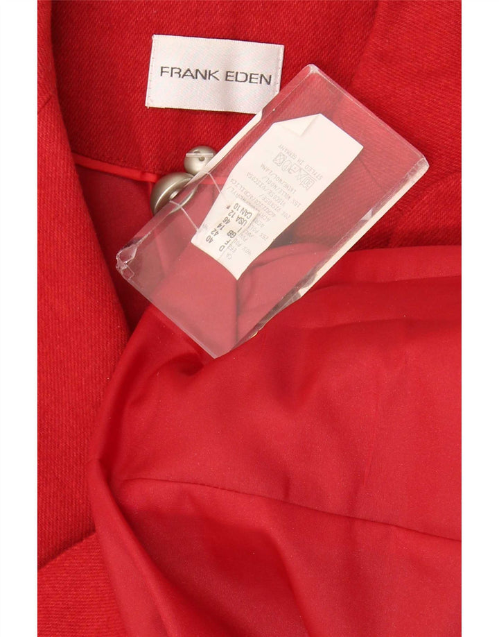Giacca blazer a 3 bottoni da donna Frank Eden UK 14 grande poliestere rosso
