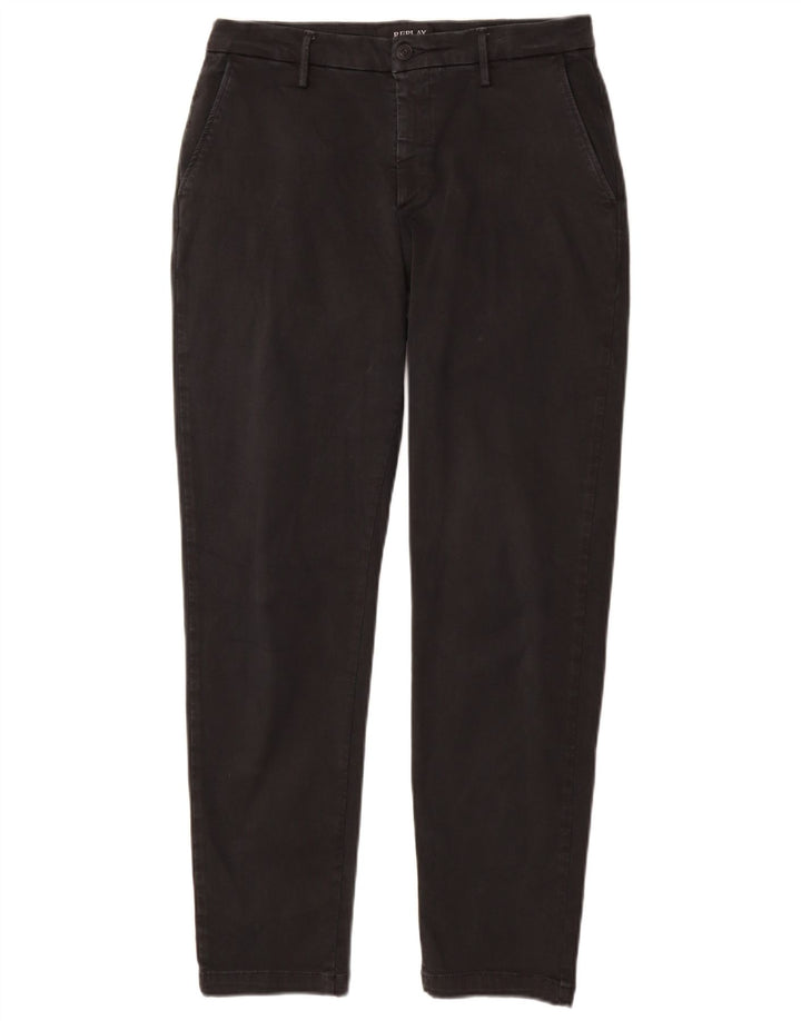 REPLAY Pantaloni chino da donna vestibilità regolare W31 L29 cotone nero
