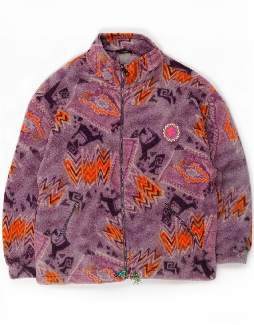 Giacca in pile oversize da donna Santostefano UK 16 Large Viola geometrica