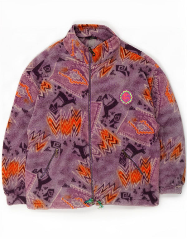 Giacca in pile oversize da donna Santostefano UK 16 Large Viola geometrica