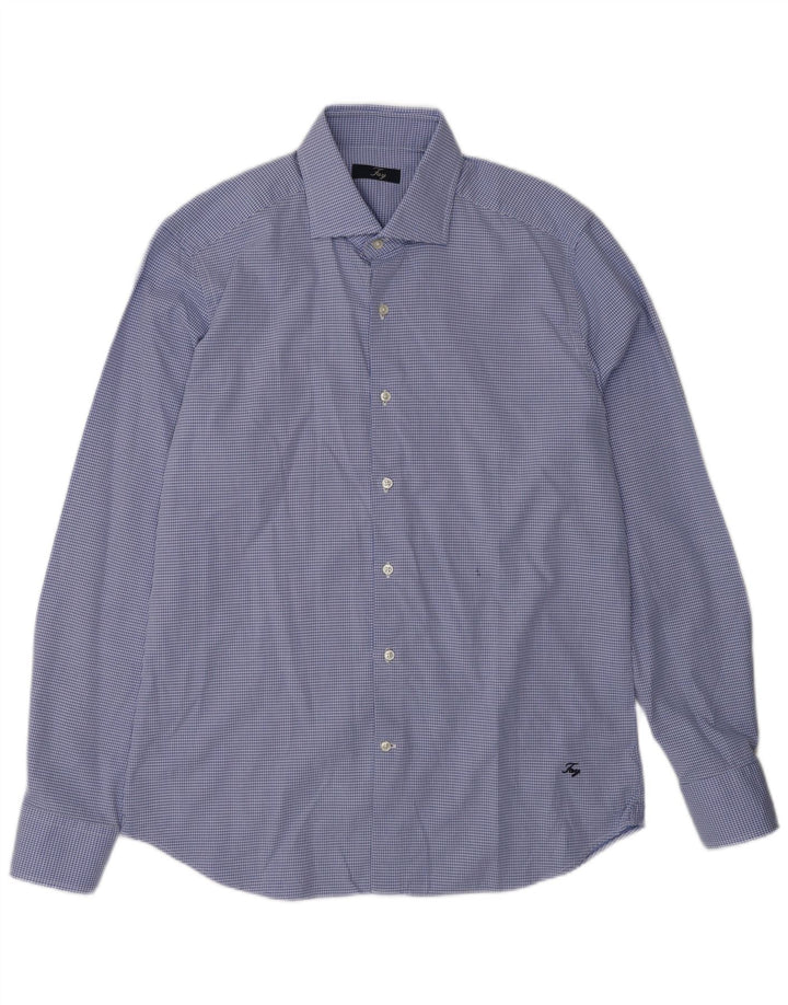 Camicia da uomo FAY taglia 42 16 1/2 grande cotone maculato blu