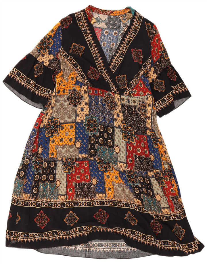 Shein Abito caftano a pipistrello da donna UK 20 2XL Patchwork multicolore