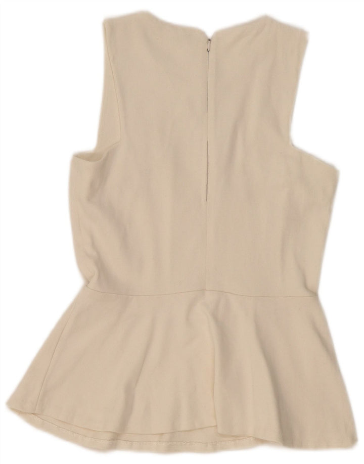 ZARA Camicetta Senza Maniche da Donna UK 12 Medio Bianco Sporco