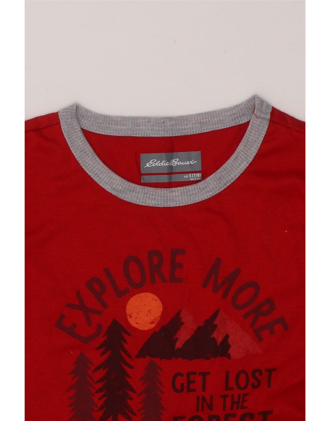 EDDIE BAUER Boys Graphic Top Long Sleeve 7-8 Years Small Red Polyester Vintage Eddie Bauer and Second-Hand Eddie Bauer from Messina Hembry 