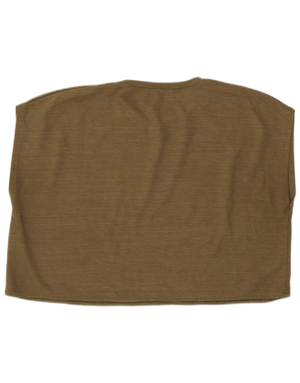 Top corto oversize senza maniche da donna Zara UK 14 poliestere kaki medio