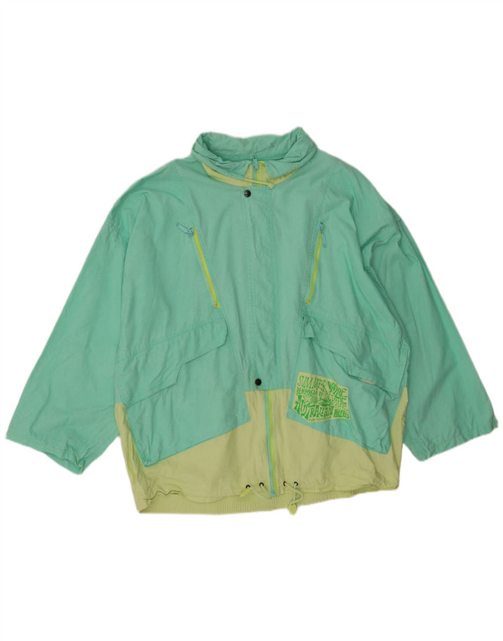 Giacca a vento oversize da donna vintage UK 20 2XL color block verde
