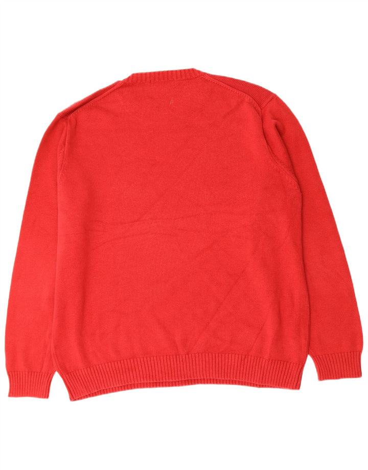 MARKS & SPENCER Mens Blue Harbour Crew Neck Jumper Sweater XL Red Cotton