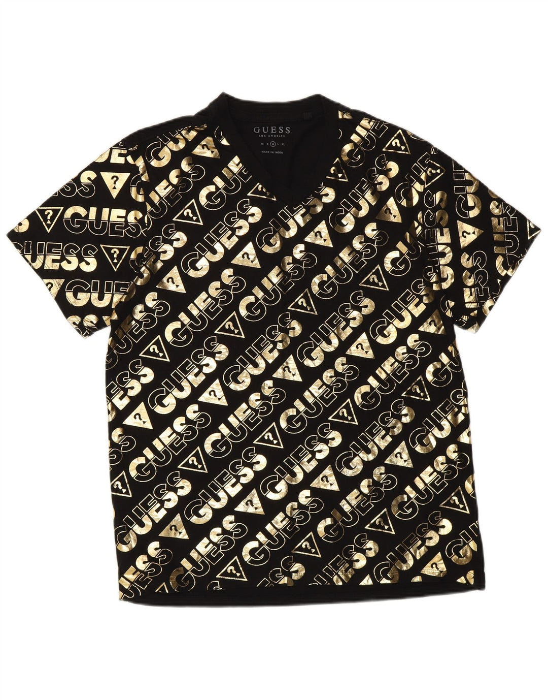 T-shirt grafica da uomo Guess Top UK 36 piccola in cotone nero