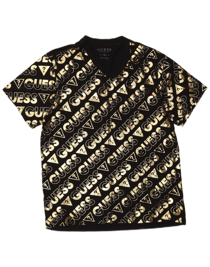 T-shirt grafica da uomo Guess Top UK 36 piccola in cotone nero