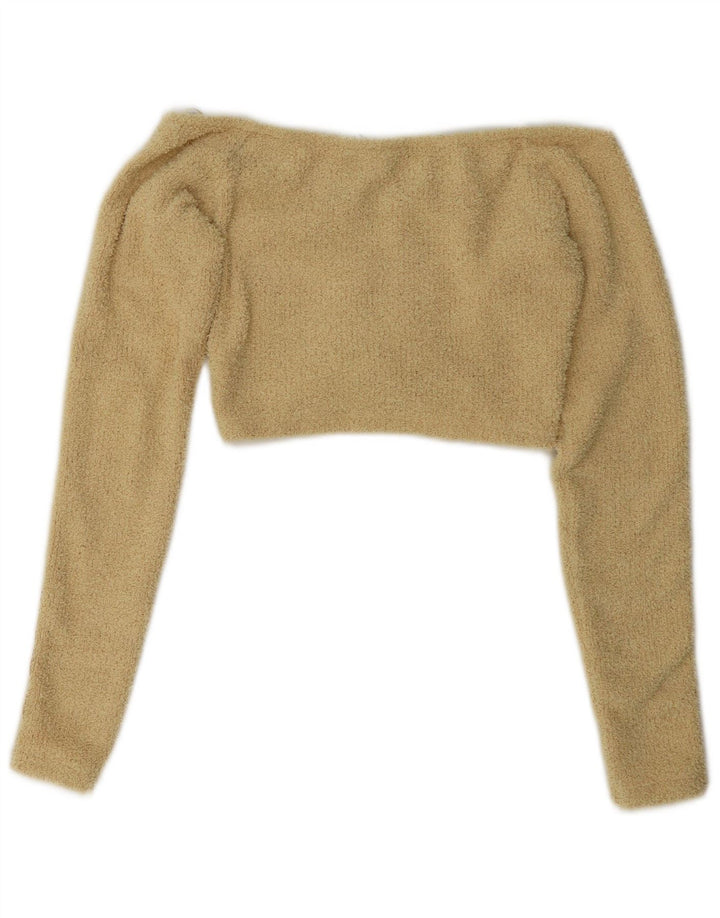 Top corto da donna Adidas con spalle scoperte UK 8 piccolo poliestere giallo