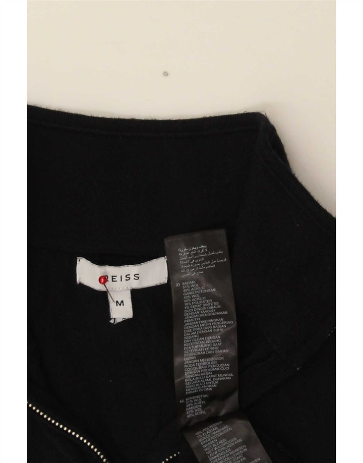 Maglione Reiss da uomo con zip e collo in lana nera media