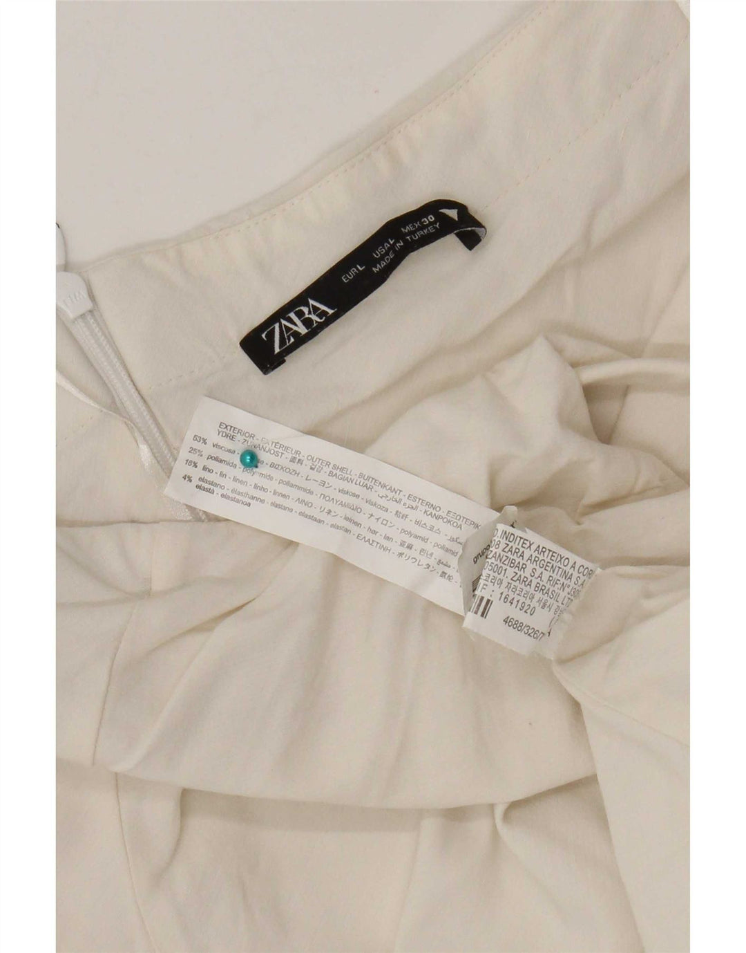 Mini abito alla caviglia da donna Zara UK 14 grande viscosa bianca