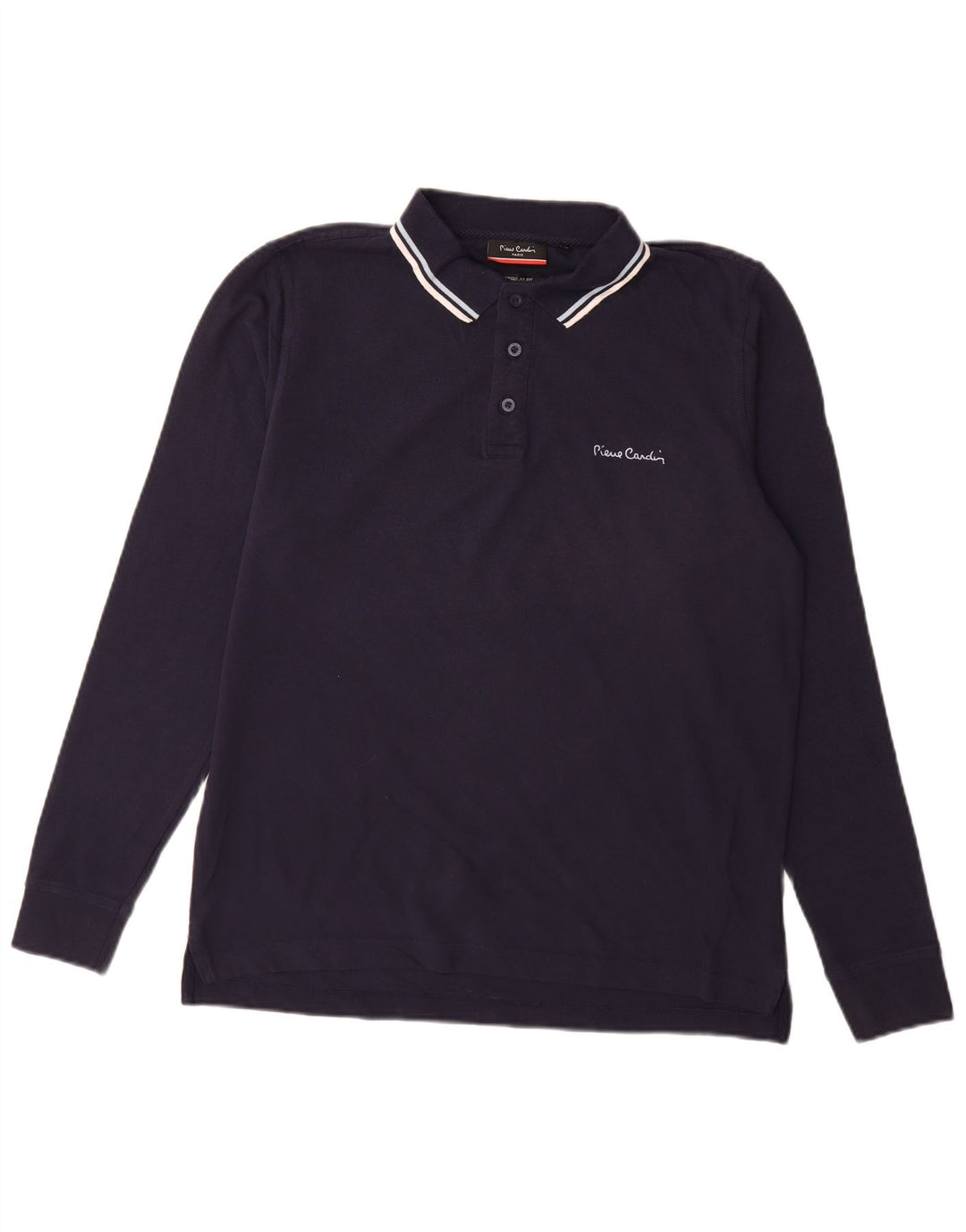 Polo da uomo a maniche lunghe vestibilità regolare Pierre Cardin blu navy medio