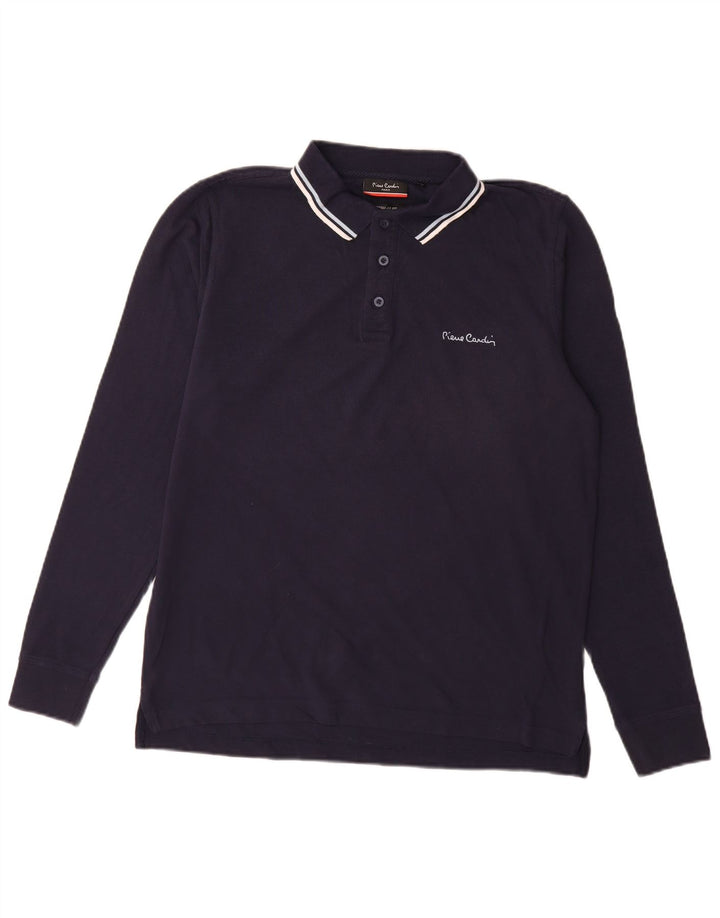 Polo da uomo a maniche lunghe vestibilità regolare Pierre Cardin blu navy medio