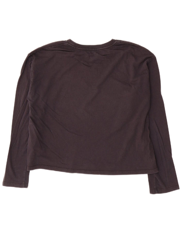 Levi's Donna Crop Top Manica Lunga UK 14 Medio Blu Navy Cotone