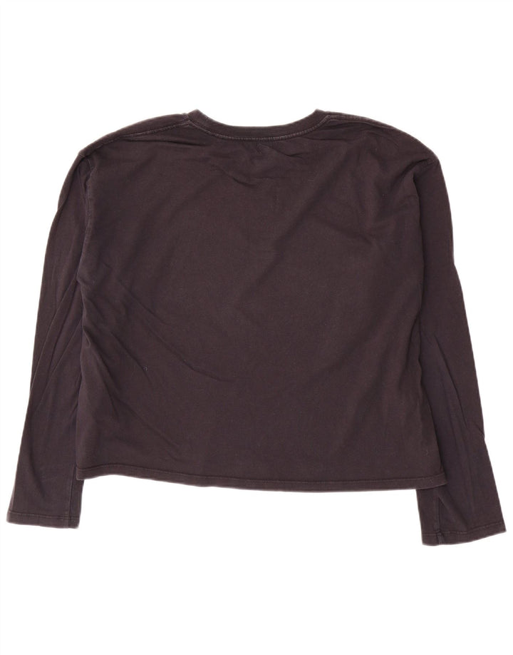 Levi's Donna Crop Top Manica Lunga UK 14 Medio Blu Navy Cotone