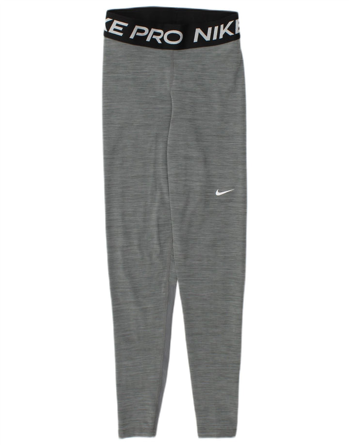 Leggings grafici NIKE da donna Dri Fit UK 4 XS poliestere screziato grigio