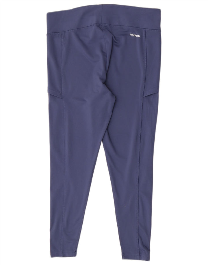 Leggings Adidas Aeroready da donna UK 16 grande poliestere blu navy