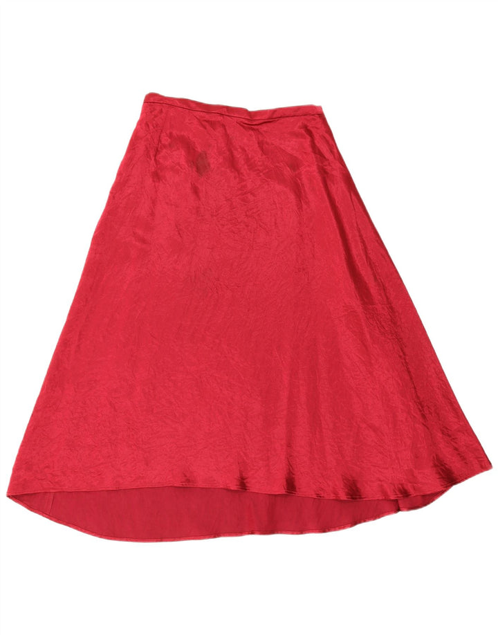 Gonna a trapezio da donna Marks & Spencer UK 8 piccola W26 acetato rosso