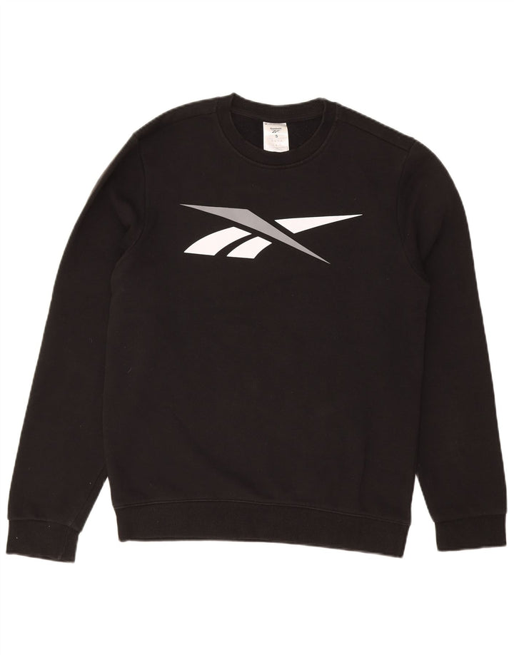 REEBOK Mens Graphic Sweatshirt Jumper Small Black Cotton