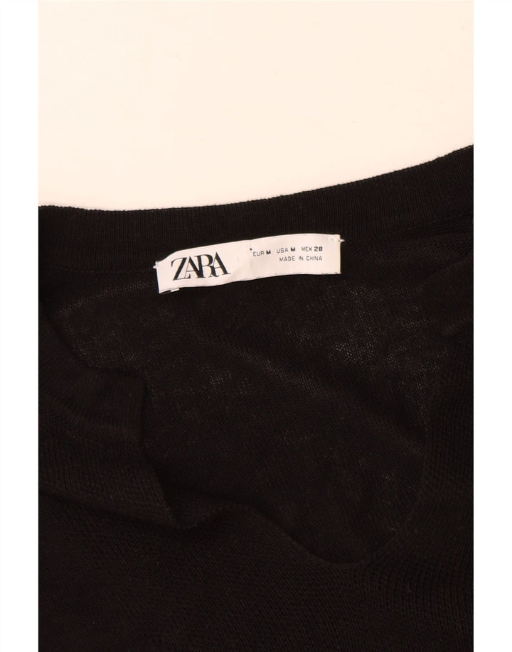 Maglione Zara da donna oversize con scollo a V e maniche a 3/4 UK 14 medio Nero