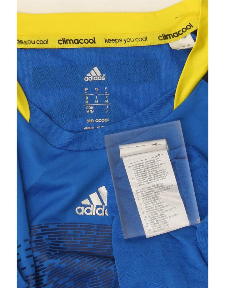 T-shirt grafica Adidas da uomo Climacool Top in poliestere color block blu medio