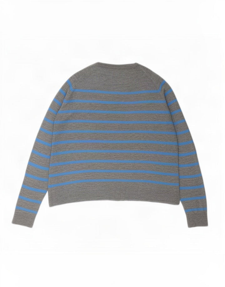 Maglione maglione girocollo da donna Zara UK 14 grigio medio a righe