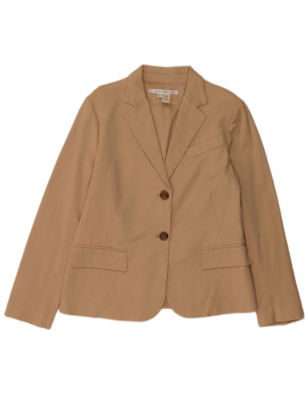 Giacca Blazer a 2 Bottoni ZARA da Donna EU 42 Large Beige Cotone