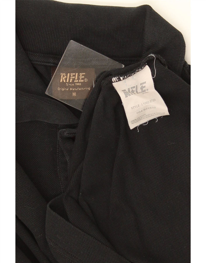 Polo da uomo a maniche lunghe Rifle in cotone nero medio